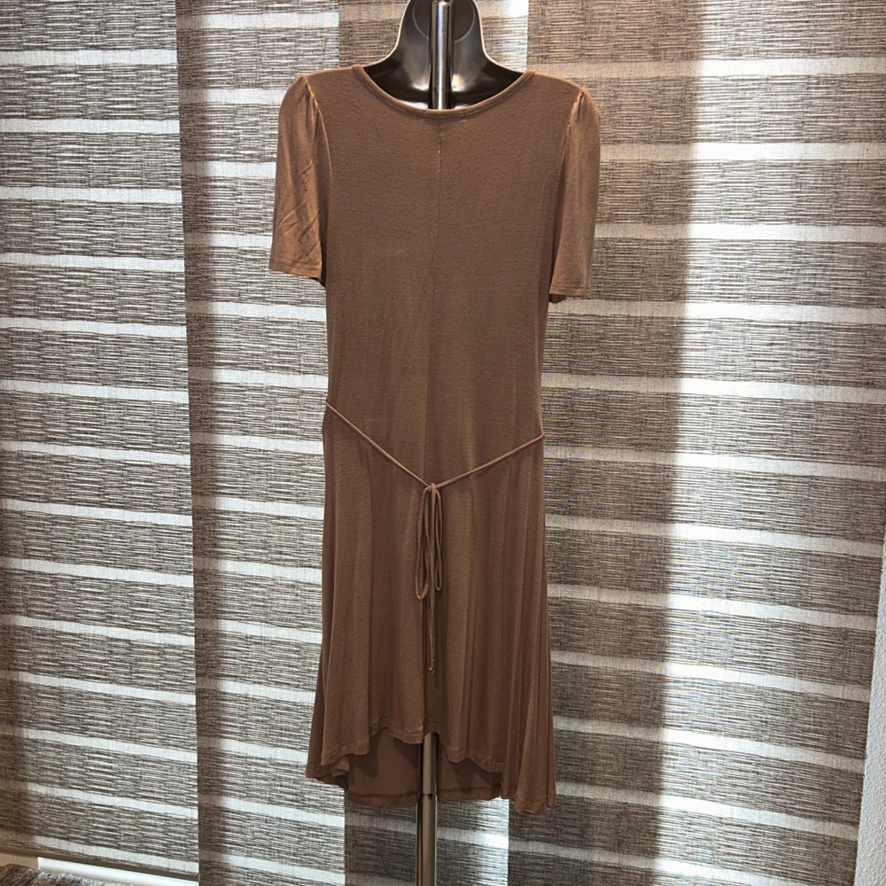 Taupe Ruffle Trim dress - Picture 2 of 5